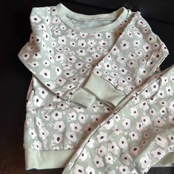 Mint Floral Printed Baby Matching Top and Bottom Set - Picture 4 of 6